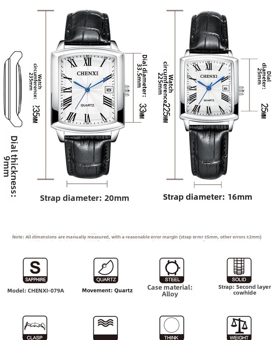 Quartz Couple Wrist Watch With Calendar Leather Strap For Men_voghion.com