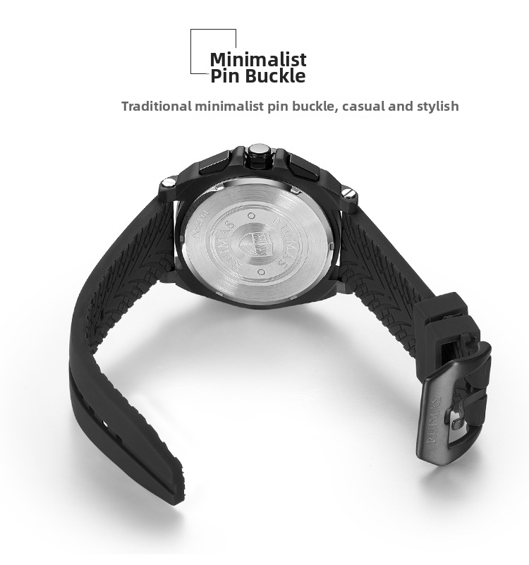Men's Chronograph Quartz Watch With Rubber Strap And Calendar_voghion.com