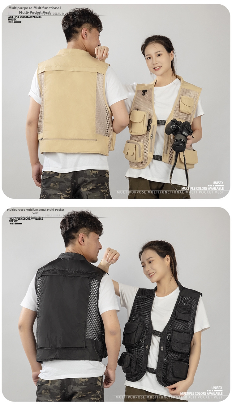 Multi Pocket Mesh Work Vest For Outdoor Hiking And Fishing Sports_voghion.com