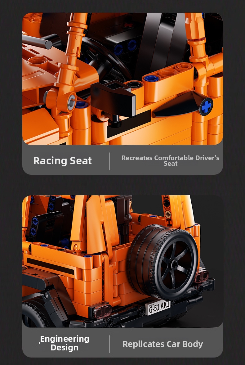 Jeu de construction de véhicule tout-terrain orange compatible, jouet éducatif de course automobile pour garçons, cadeau d'anniversaire idéal._voghion.com