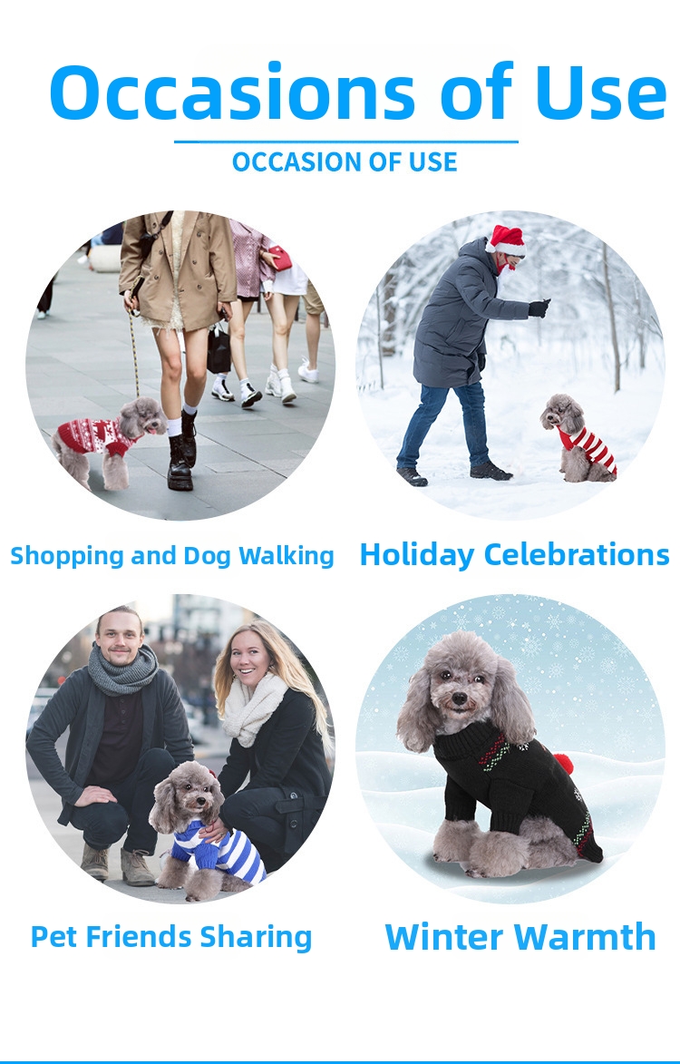 Suéter de cuello alto a rayas para perro, malla, disfraz navideño para mascota, diseño de muñeco de nieve y reno, sudadera con capucha popular para perro_voghion.com
