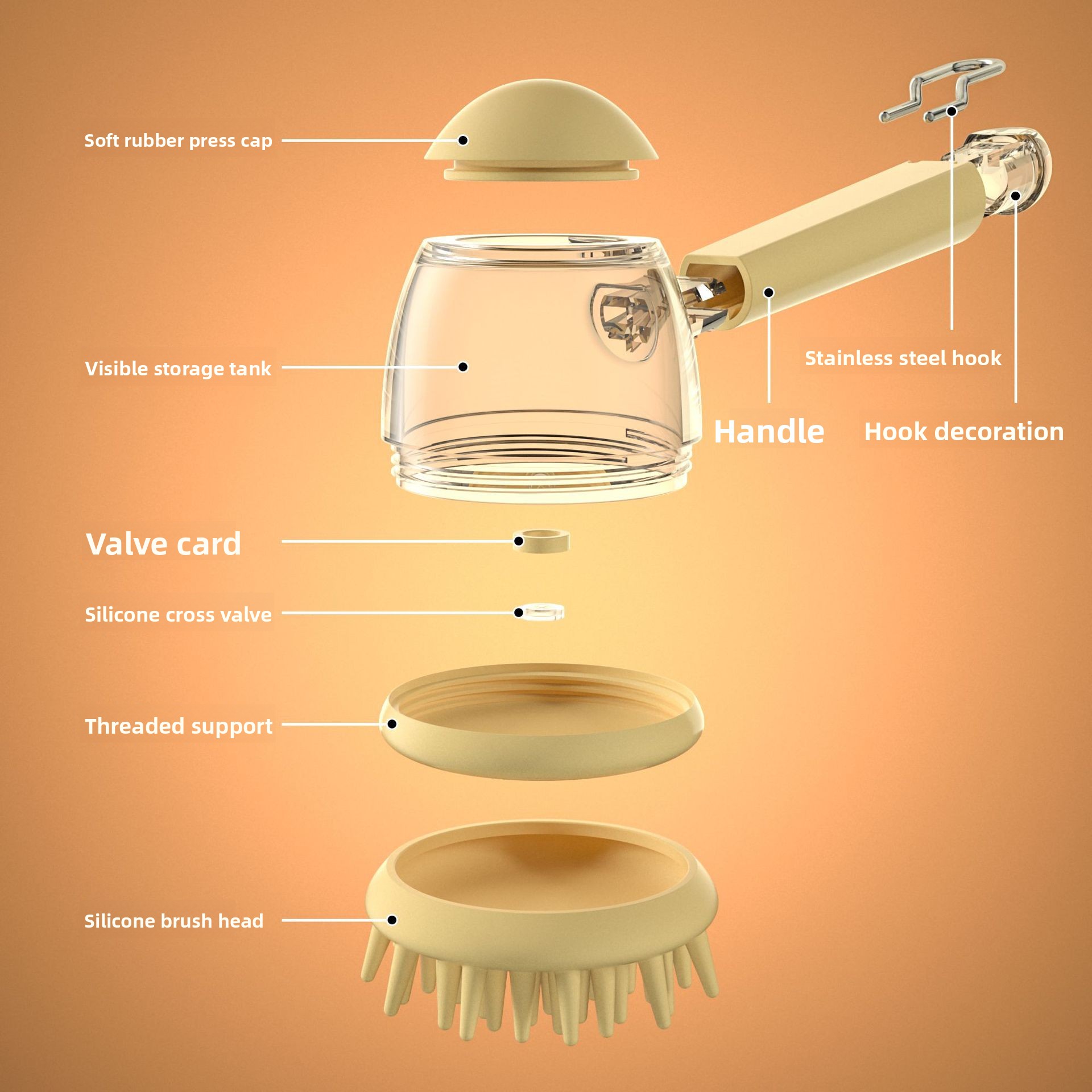 Silicone Dog Bath Brush With Shampoo Dispenser For Pet Grooming_voghion.com