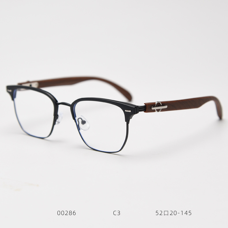 New Style Artistic Myopia Glasses Unisex Plain Frame Wood Grain Color Women's Apparel Accessories_voghion.com