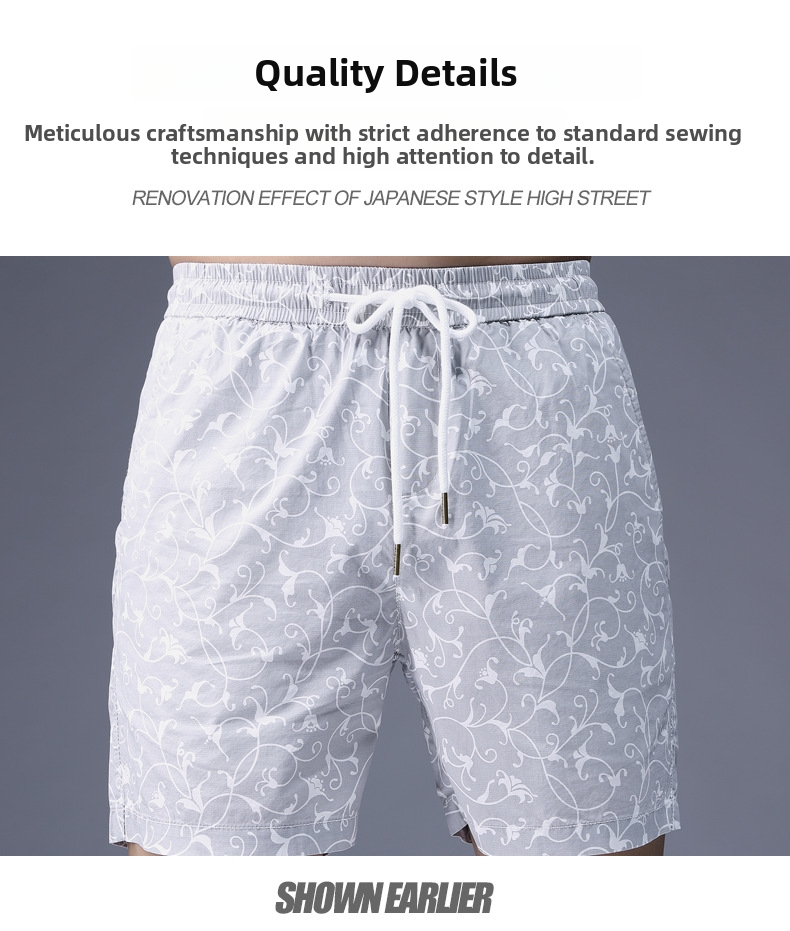 New Trendy Casual Shorts For Men Summer Thin Sports Beach Pants Straight Leg Four Point Pants_viptrois.com