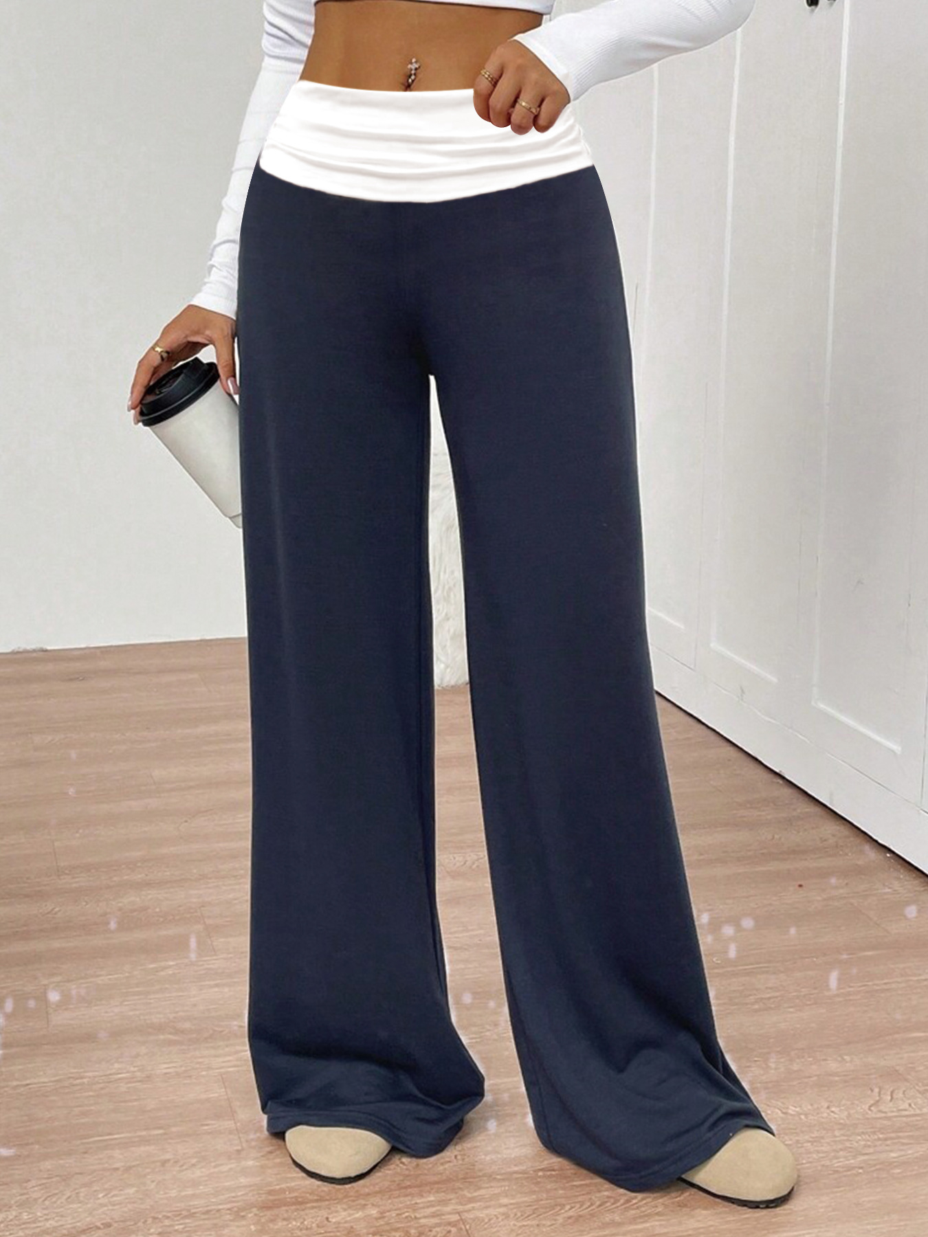 Autumn/Winter Women's Wide Leg Pants Flowy Comfortable Slimming American Style For Yoga Casual Wear Trendy Brands_ecoleips.com