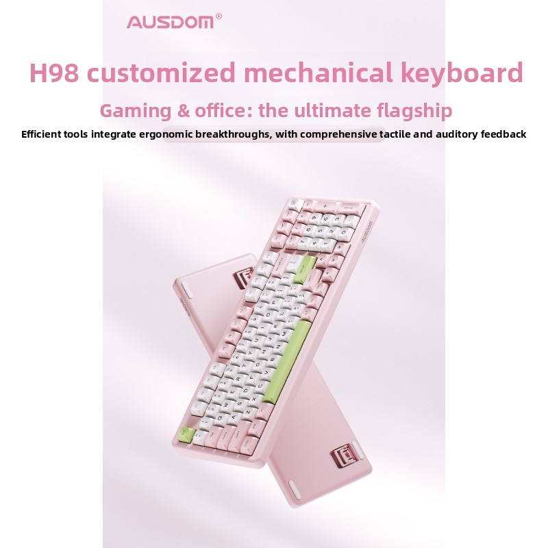 Clavier mécanique Asidun H98, sans fil, personnalisable, trois modes, Bluetooth, remplaçable à chaud, idéal pour les jeux e-sport, l'ordinateur et le bureau._voghion.com