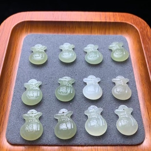 Jin Yutang Natural Hetian Jade Material Fortune Bag Handstring Necklace Pendant Wen Play DIY Jewelry Accessories Studio