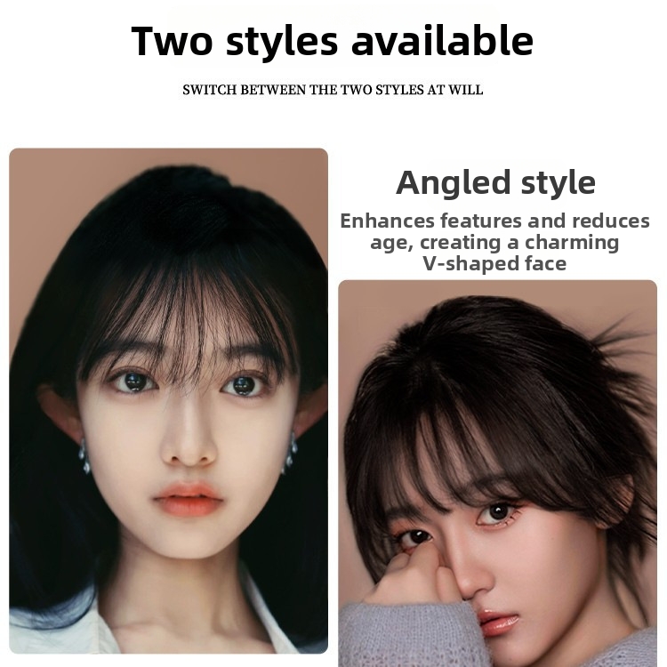 Air Bangs Wig For Women Real Hair Straight French Style Frontal Hair Extensions Synthetic Hair Reduction Magic Weapon For Age_voghion.com