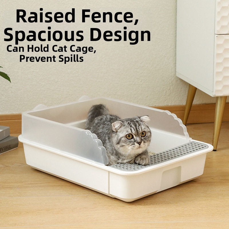 Large Semi Enclosed Cat Litter Box Detachable Splash Proof Pet Supplies Free Shipping_voghion.com