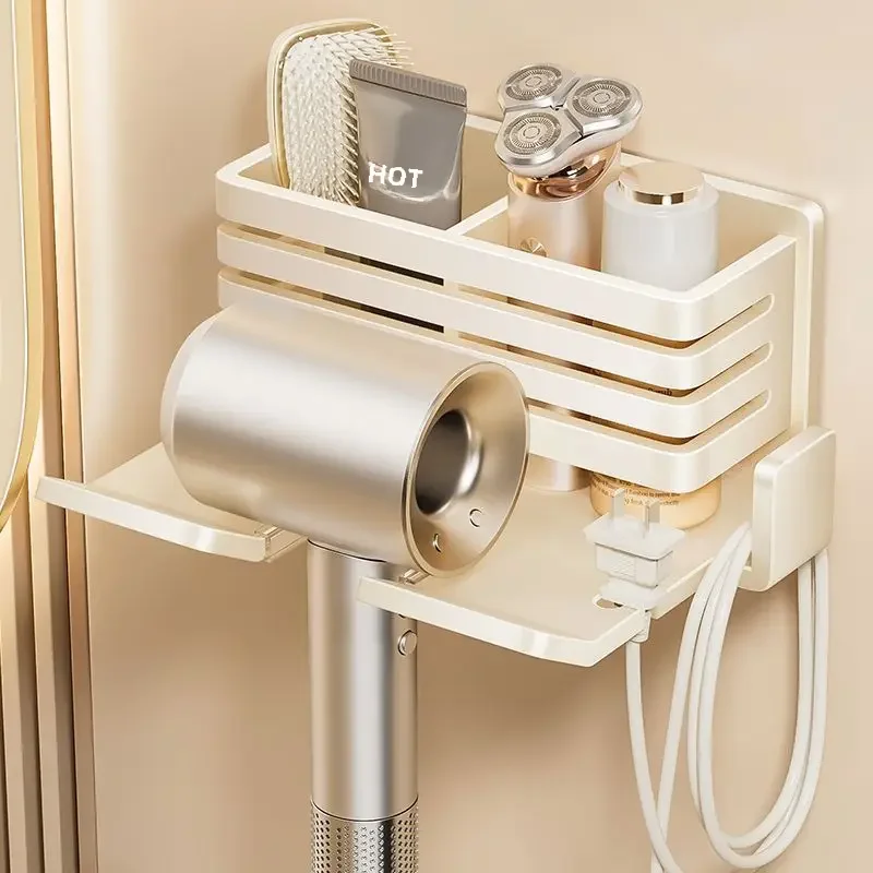 Hair dryer standing rack free punching toilet storage hair dryer hanging rack bathroom simple wall -mounted fans bracket