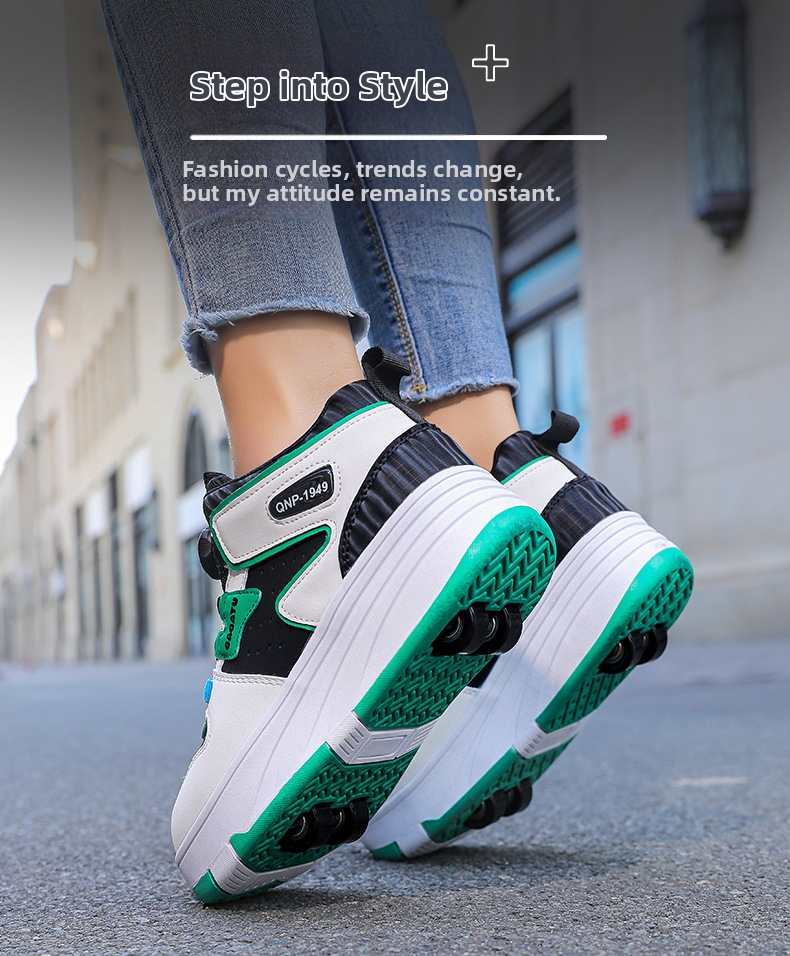 Roller Skates Sneakers For Kids Lightweight Breathable Wheeled Shoes_voghion.com
