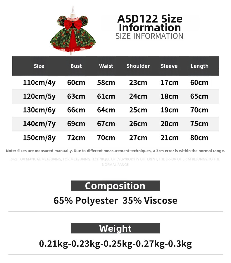 Festliches Mädchen Organza Weihnachtskleid Mit Blumenmuster_voghion.com