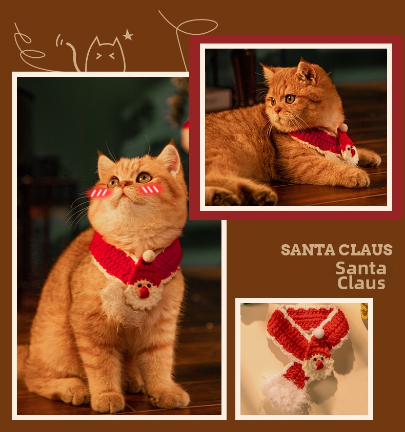 Cachecol de natal em tricô e coleira para cães e gatos_voghion.com