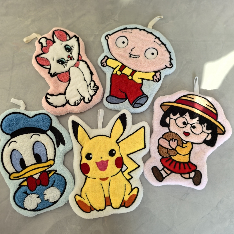 Donald Duck Hanging Hand Towel, Pikachu Towel, Absorbent Thickened Handkerchief, Children's Hand Towel, Kitchen and Bathroom Cleaning Cloth