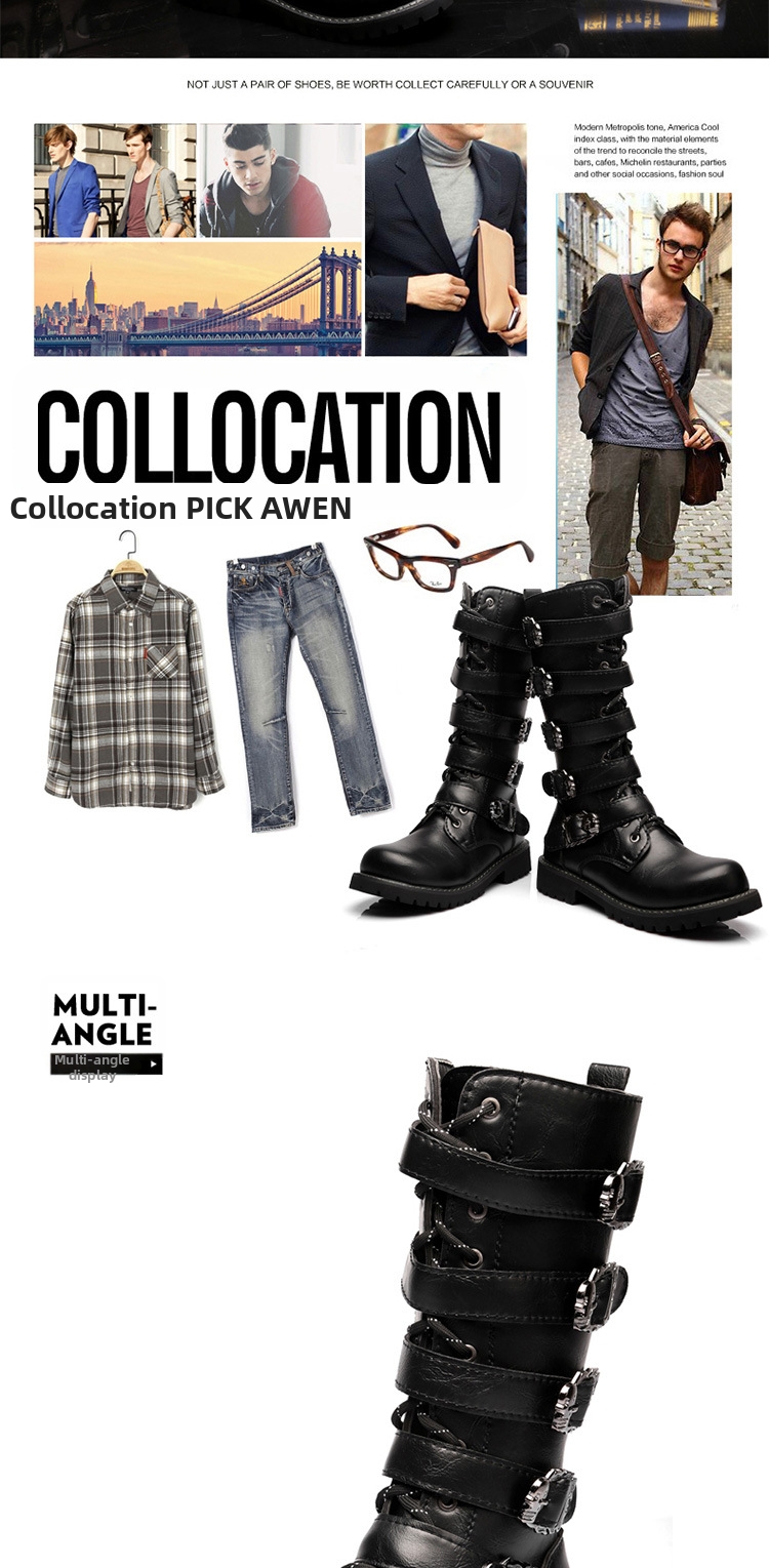 Men's Leather Work Safety Boots High Top Riding Style For Men_voghion.com