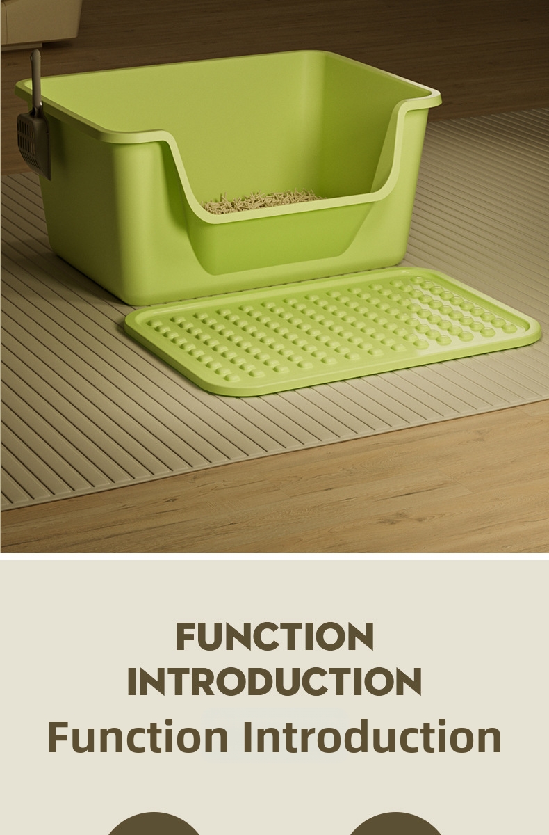 Extra Large Anti Splash Cat Litter Box Open Semi Enclosed Tray_voghion.com