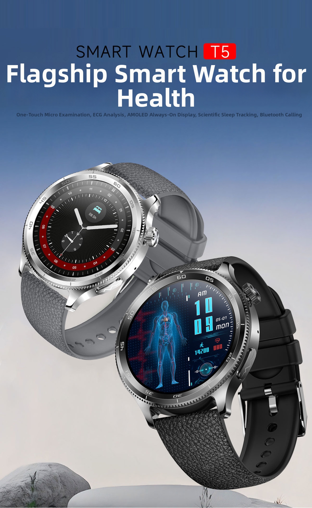 T5 Smartwatch With Heart Rate Sleep And Blood Glucose Monitoring_voghion.com