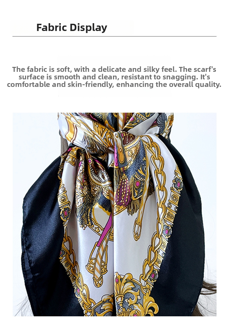 Square Silk Scarf Classic European Pattern Versatile Headscarf_voghion.com