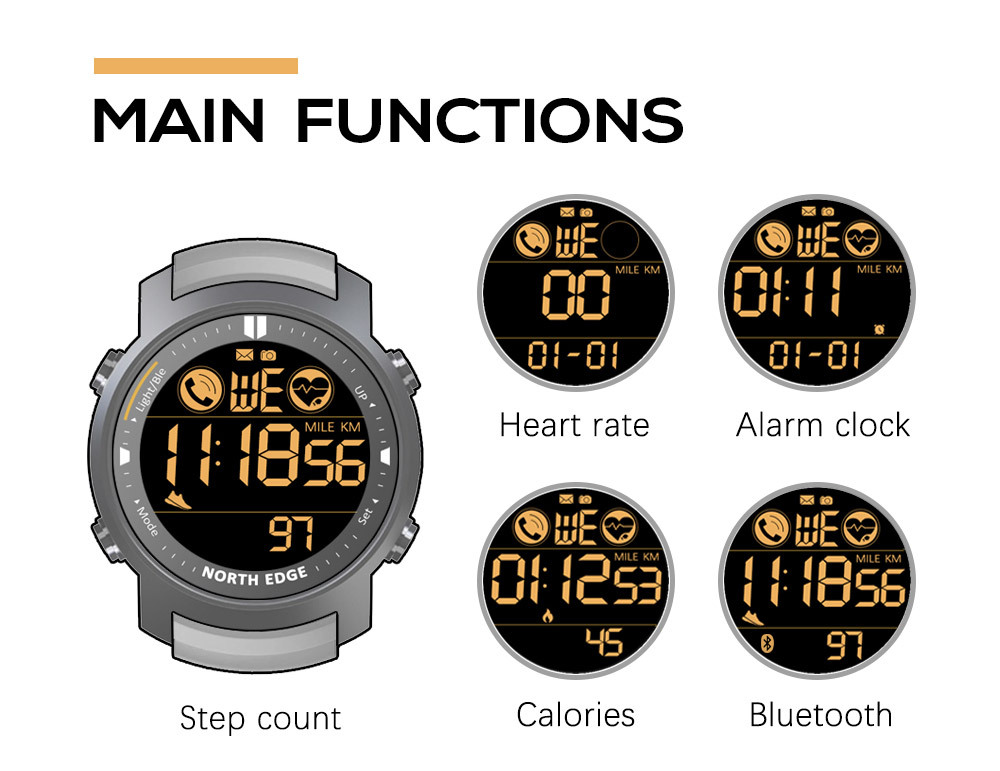 Montre connectée Northedge de style militaire, étanche à 100 mètres, compatible Bluetooth, unisexe, luxueuse et robuste._voghion.com