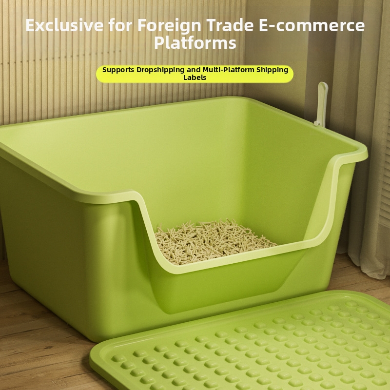 Extra Large Anti Splash Cat Litter Box Open Type Semi Enclosed Pet Supplies For Cats_voghion.com