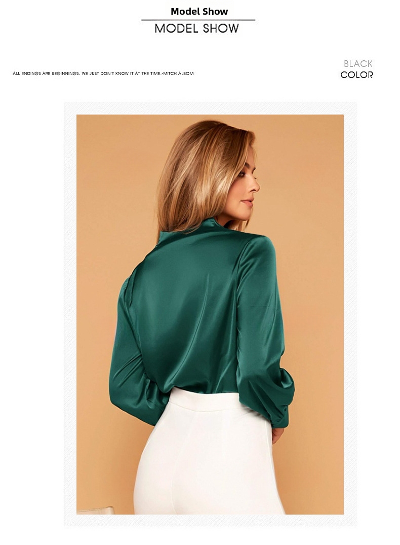 Damen Satinbluse Mit V-ausschnitt Langarm Für Festlich Und Casual_voghion.com