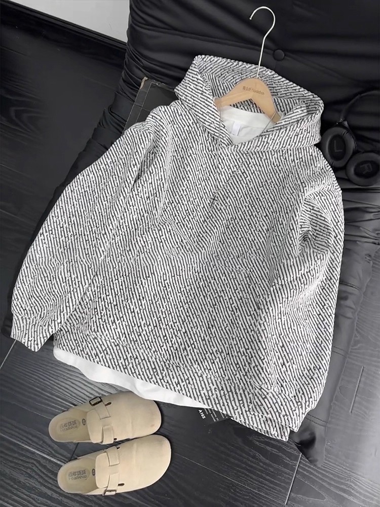 Men's Zebra Print Hooded Sweatshirt Oversized Fleece Pullover_voghion.com