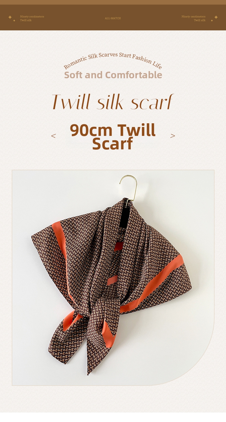 Twill Silk Scarf Square Shawl For Women Elegant Luxurious Hijab_voghion.com