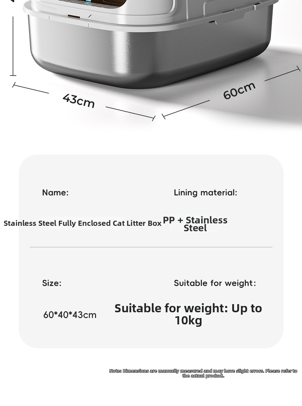 Large Stainless Steel Enclosed Cat Litter Box Anti-leak Toilet_voghion.com
