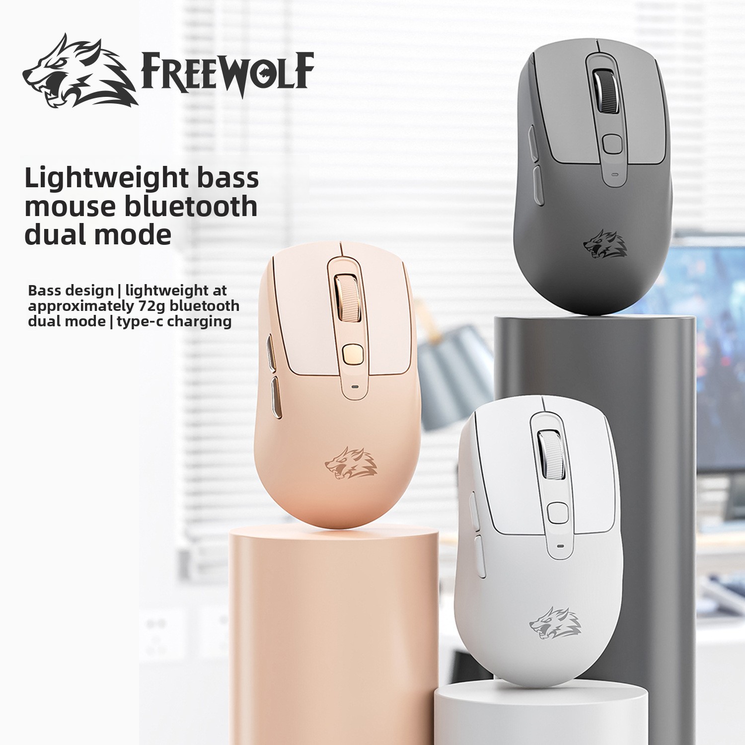FreeWolf A3 Wireless Bluetooth Dual Mode Mouse Laptop Rechargeable Low Bass Office Gaming Mouse_voghion.com