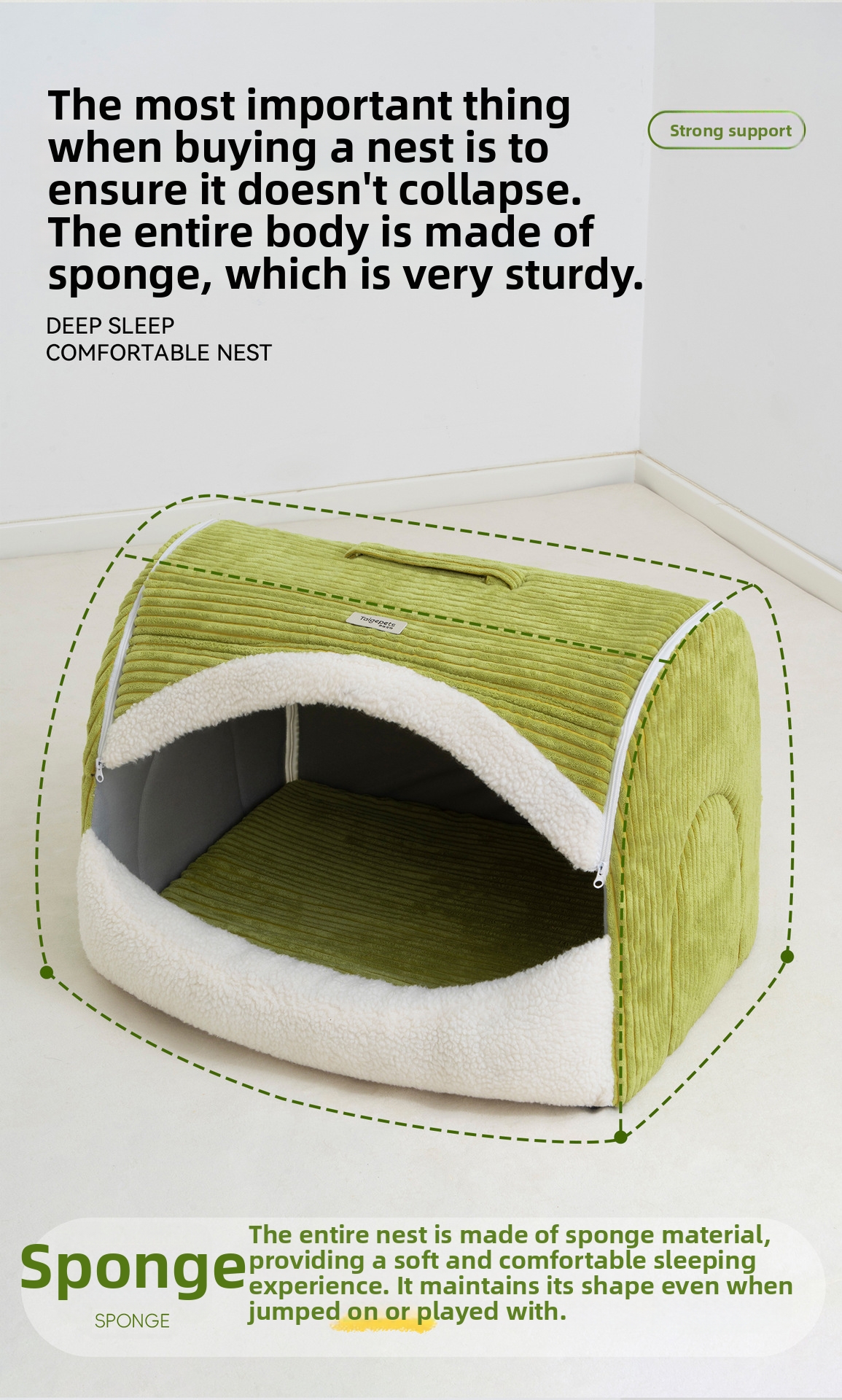 Warm Enclosed Dog Kennel For Medium And Large Breeds Washable Bed_voghion.com