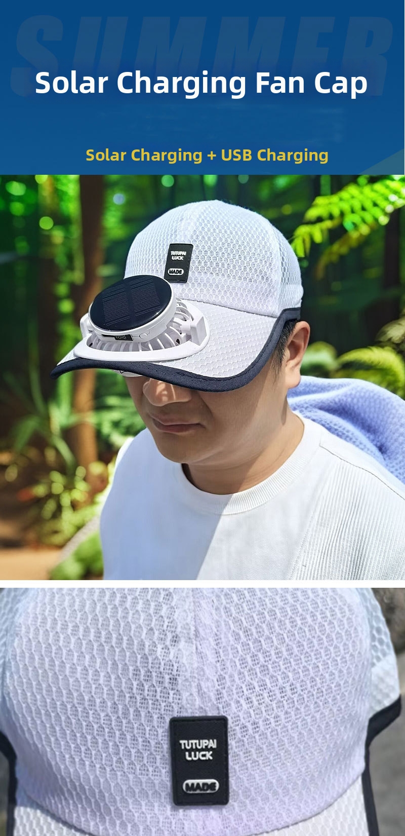 Solar Powered Fan Cap Unisex Breathable Mesh Hat For Summer Sun_voghion.com