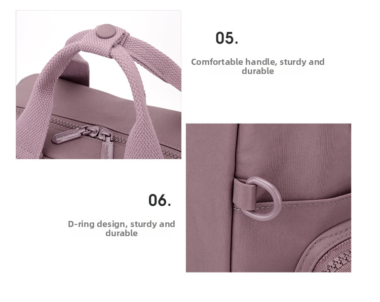 Zaino da donna colorato in nylon resistente all'acqua con logo stampato, versatile, ideale per l'istruzione, l'ufficio e la scuola._voghion.com