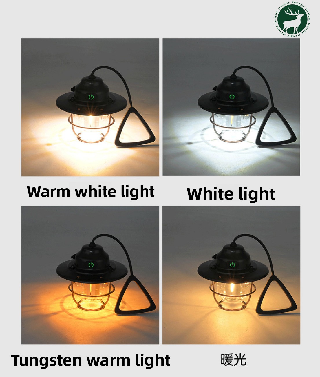 Pine cone camping lantern light output display