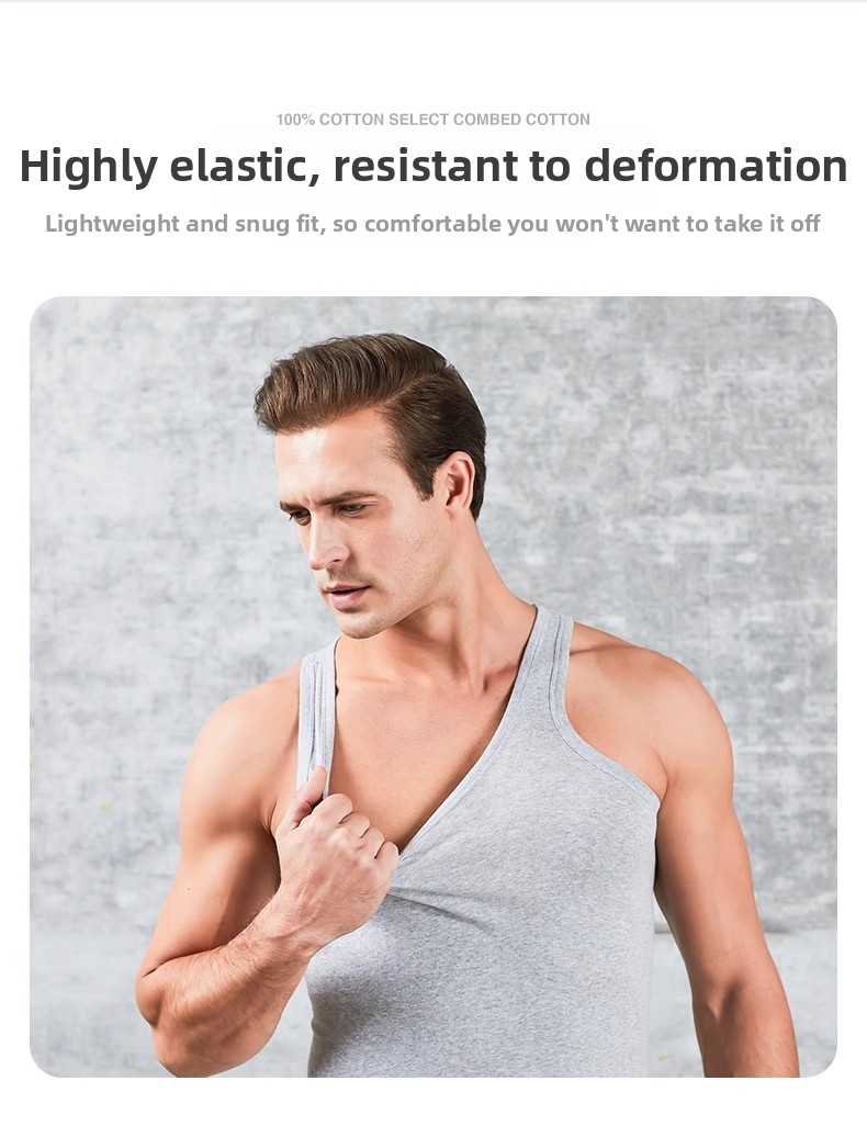 Men's Clothing Men's Sleeveless Vest Pure Cotton Sports Swing Tank Top Versatile Loose Fit White Undershirt For Middle Aged And Elderly_viptrois.com