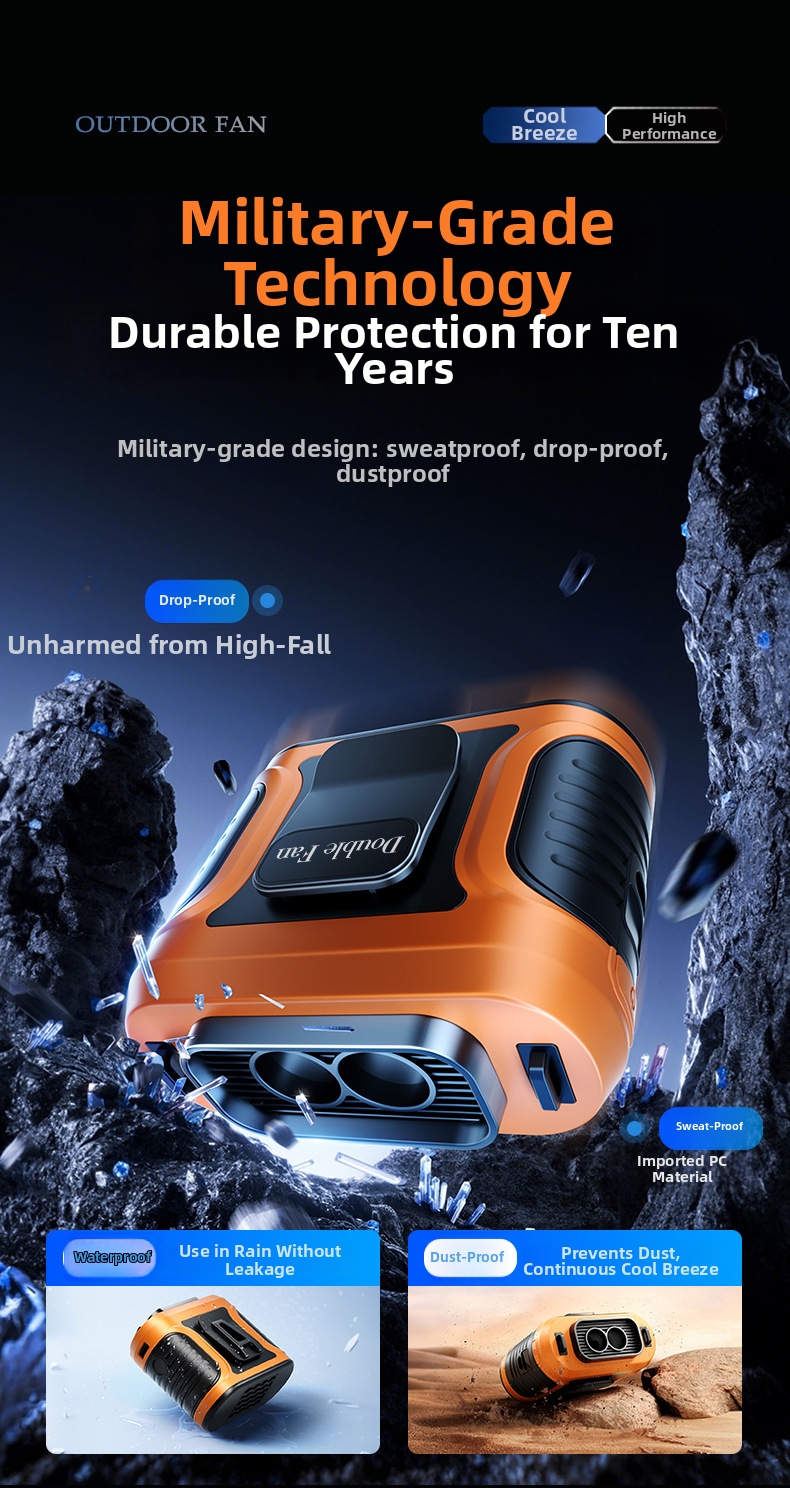 Waist Hanging Fan Portable Cooling Device For Outdoor Construction_voghion.com