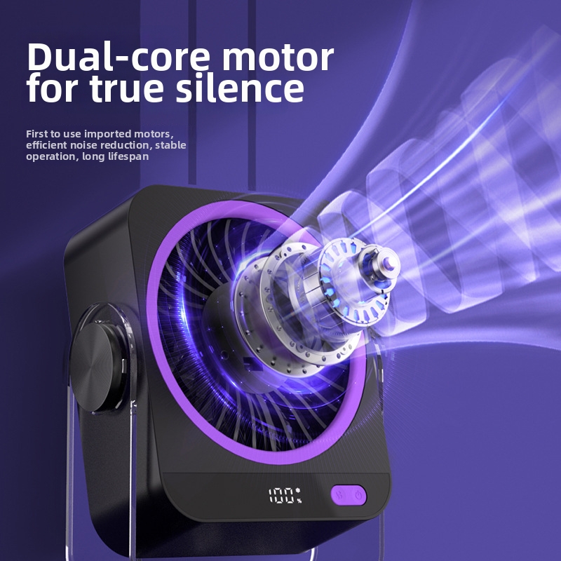 Desktop Fan For Dormitory Wall Mounted Cooling Fan USB Rechargeable Digital Display Small Portable_voghion.com