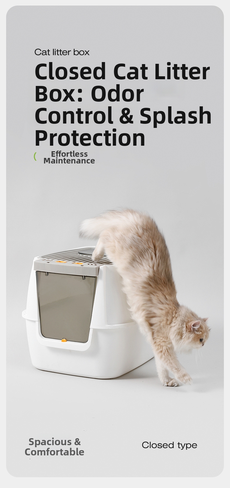 Extra Large Mega Cat Litter Box Fully Enclosed Splash Proof Odor Resistant Sterilizing_voghion.com