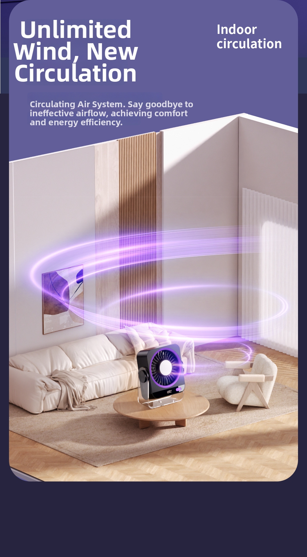 Desktop Portable Fan Usb Rechargeable With Digital Display_voghion.com