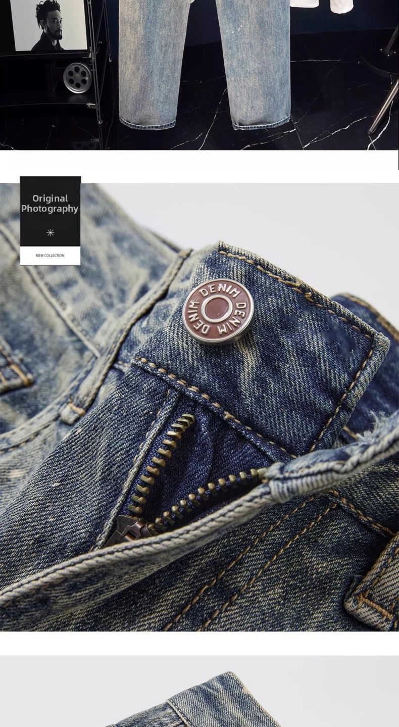 Herren Jeans Mit Farbspritzer Im Retro Look Warm Gefüttert_voghion.com