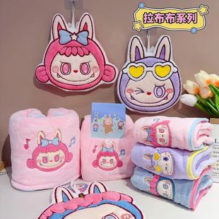 New Labubu Hand Towel Kitchen Cute Hanging Hand Towel Festive Kitchen Lint-Free Thickened Absorbent Hand Towel