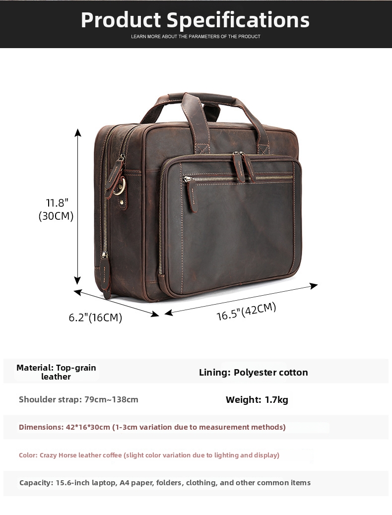 Men's Leather Briefcase Genuine Cowhide Business Bag For Men_voghion.com