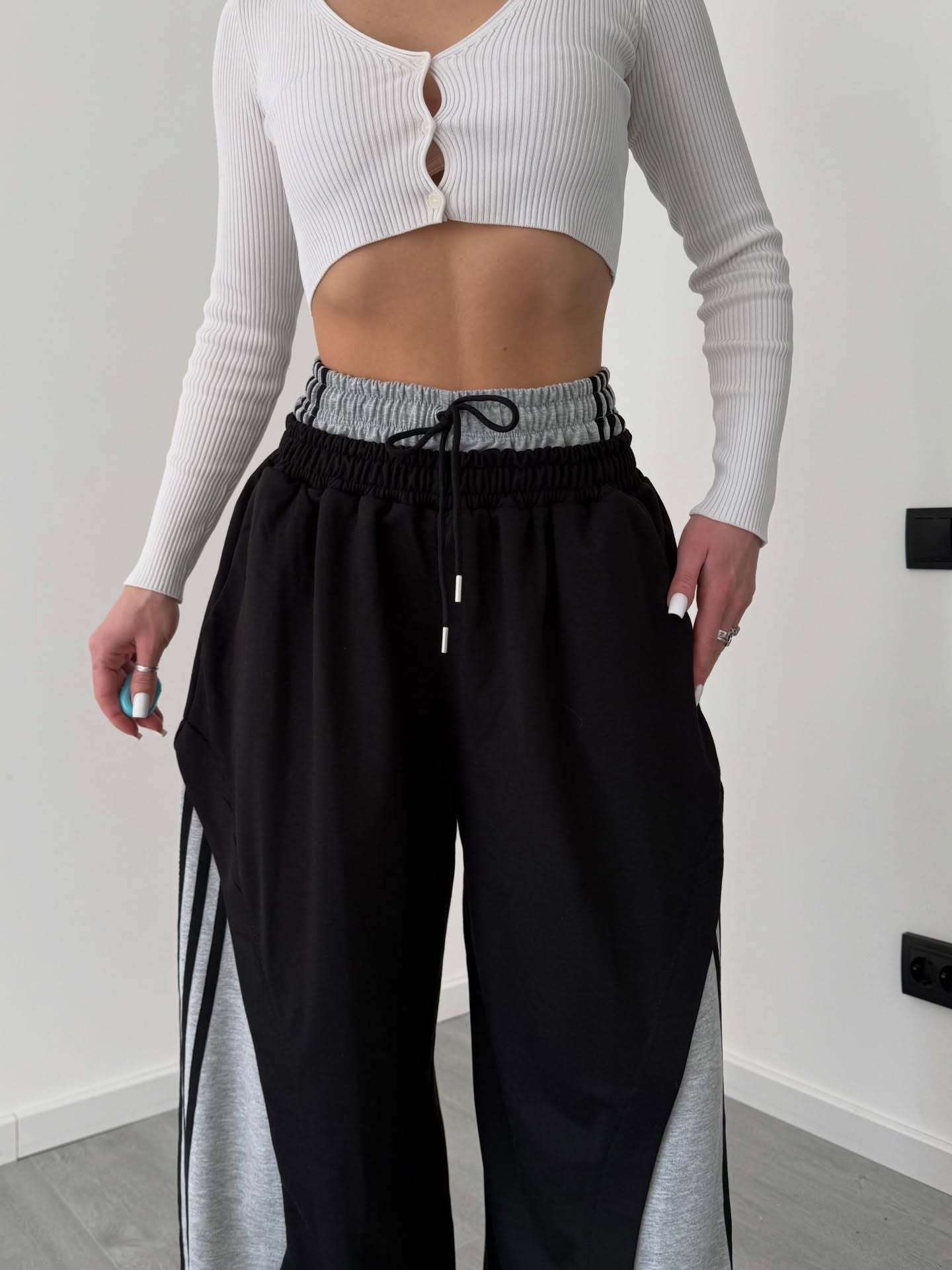 Retro Stripe Patchwork Jogger Pants Oversized Streetwear Sweatpants_voghion.com