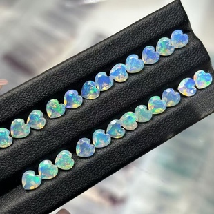 Natural Opal Bare Stone Ring Facet Heart-shaped 5mm Inlaid Ring Pendant Earrings Colorful Gem Valuable
