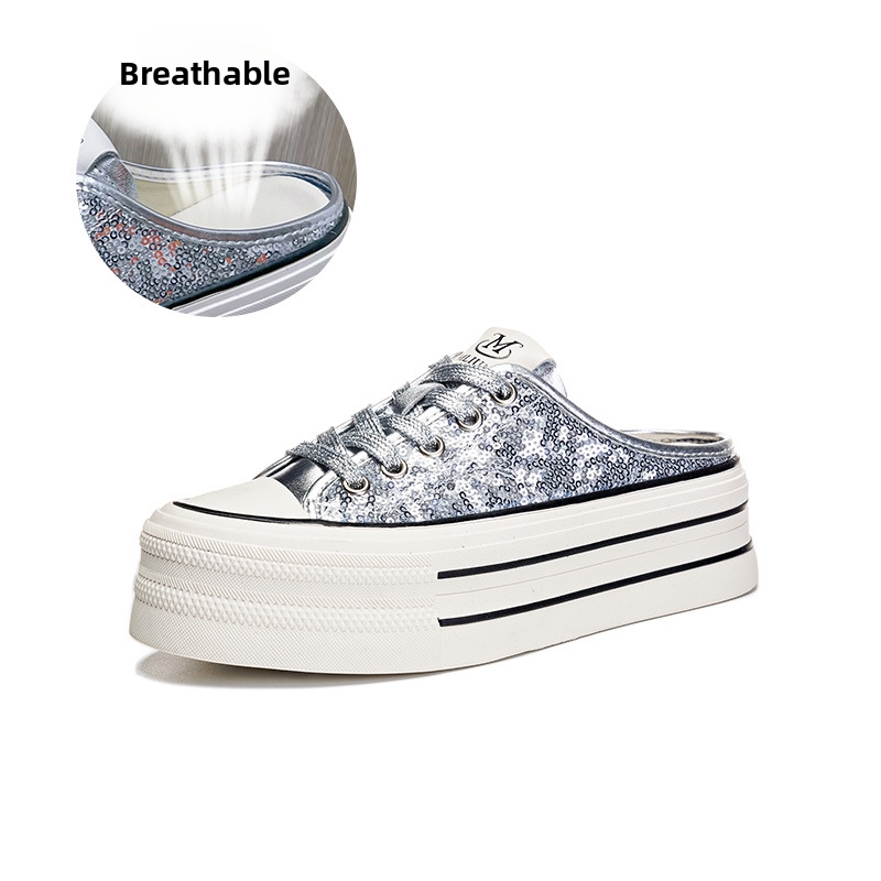 Women's Genuine Leather Slippers Closed Toe Flat Sandals Casual Fashion Height Increasing Outdoor Wear_voghion.com