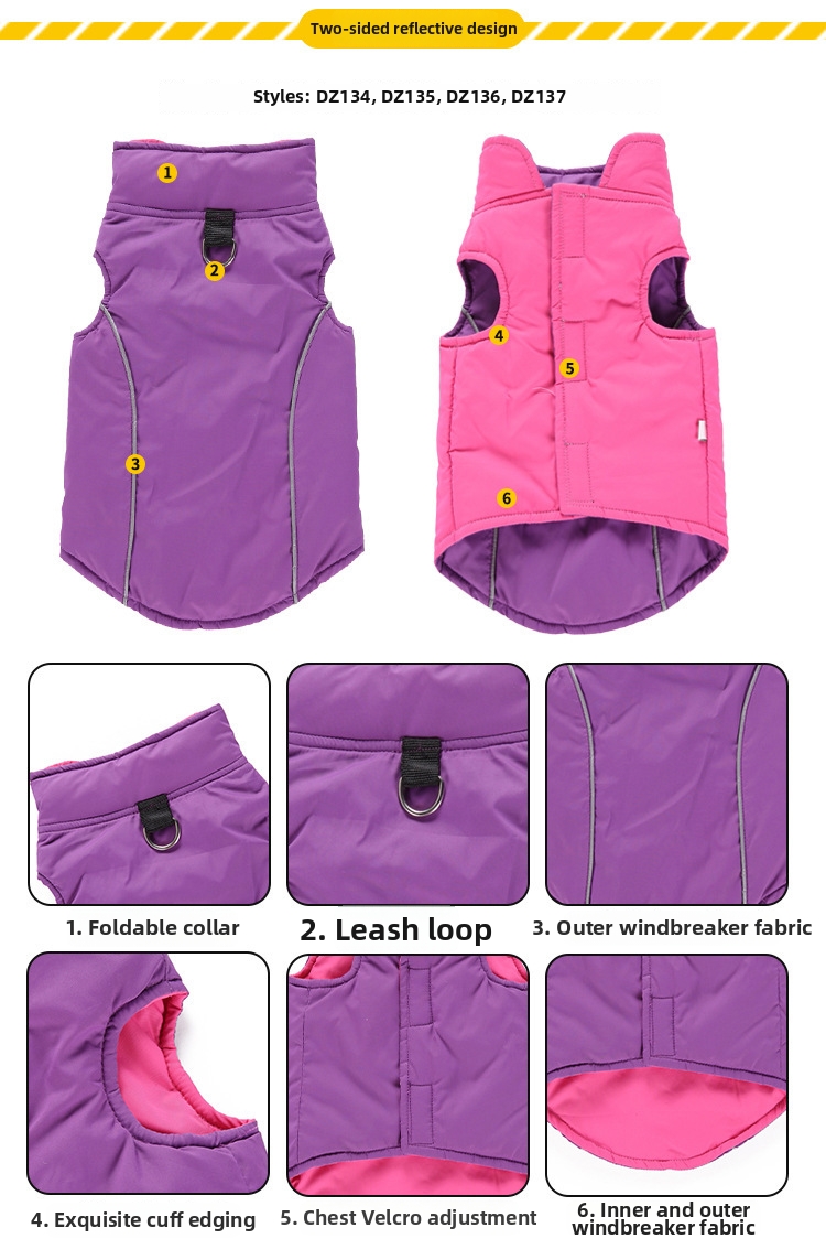 Cappotto invernale per cani giubbotto trapuntato con zip_voghion.com