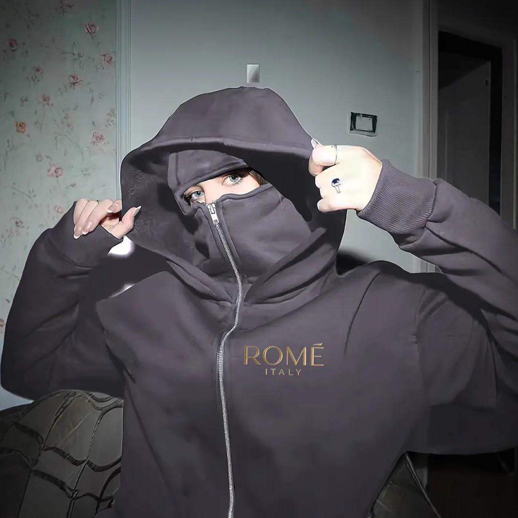 Women's Double Hooded Zip Up Cardigan Sweatshirt Streetwear Brand Windproof High Street Jacket Couple Style Print_ecoleips.com