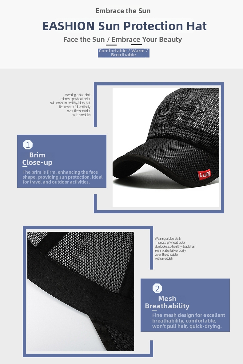Mesh Baseball Cap For Men And Women Breathable Sun Protection_voghion.com
