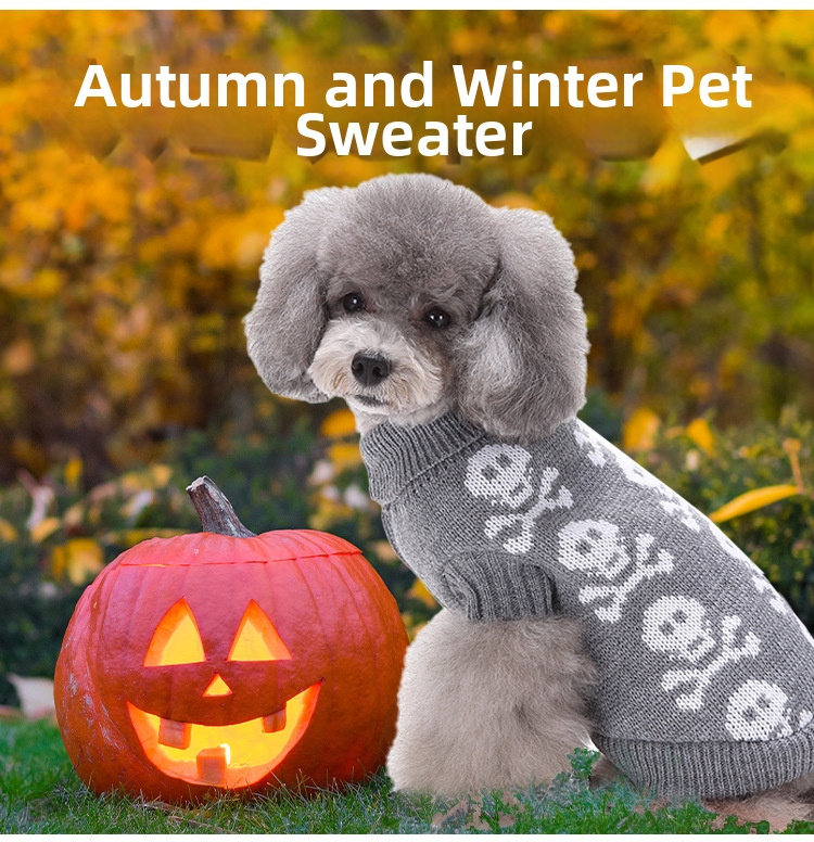 Dog Christmas Turtleneck Pet Sweater With Bone Stripe Design_voghion.com