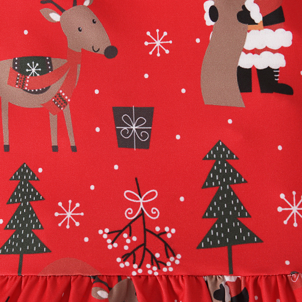 Girls Christmas Suspender Bodysuit Summer Flared Romper Cotton_voghion.com