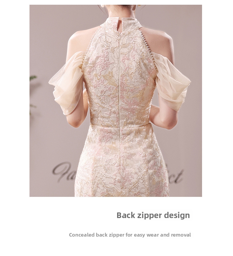 Cheongsam Toast Dress Light Luxury Mermaid Gown For Brides Summer Wedding Engagement Party Annual Wear Women's Clothing_ecoleips.com